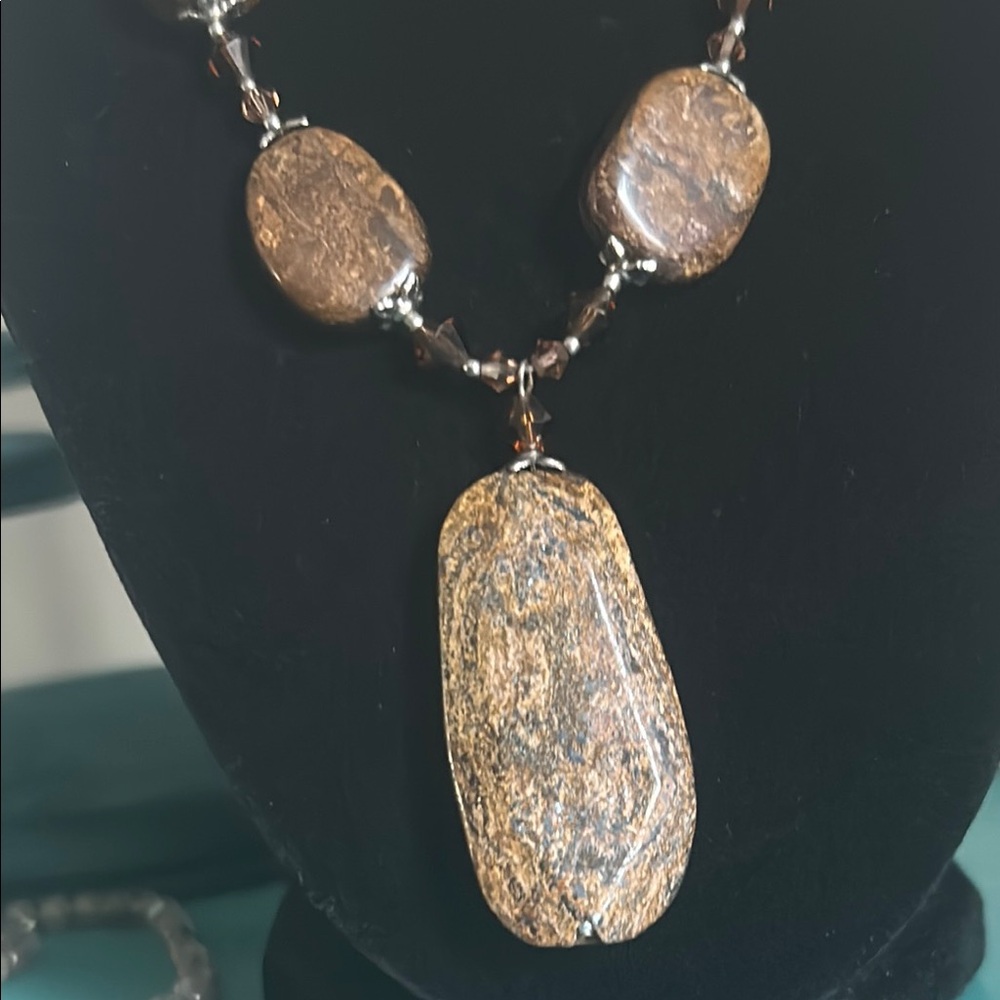 Chunky Bronzite Brown Gemstone Statement Mixed Be… - image 3
